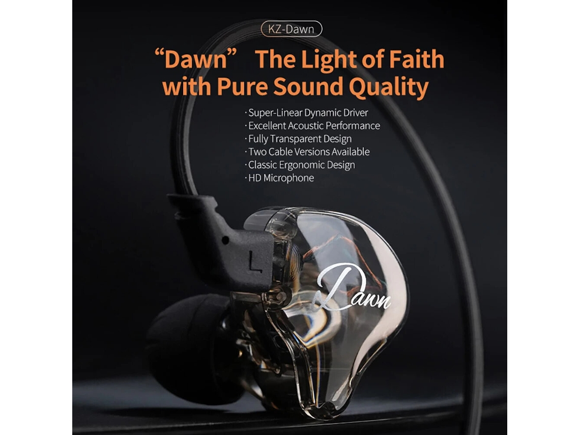Auscultadores Dinâmicos Kz Amanhece, Auscultadores Intra-Auriculares Com Controlador Dinâmico Superlinear De 10 Mm, Os Auscultadores Desportivos Hi-Fi De Baixo, Auscu