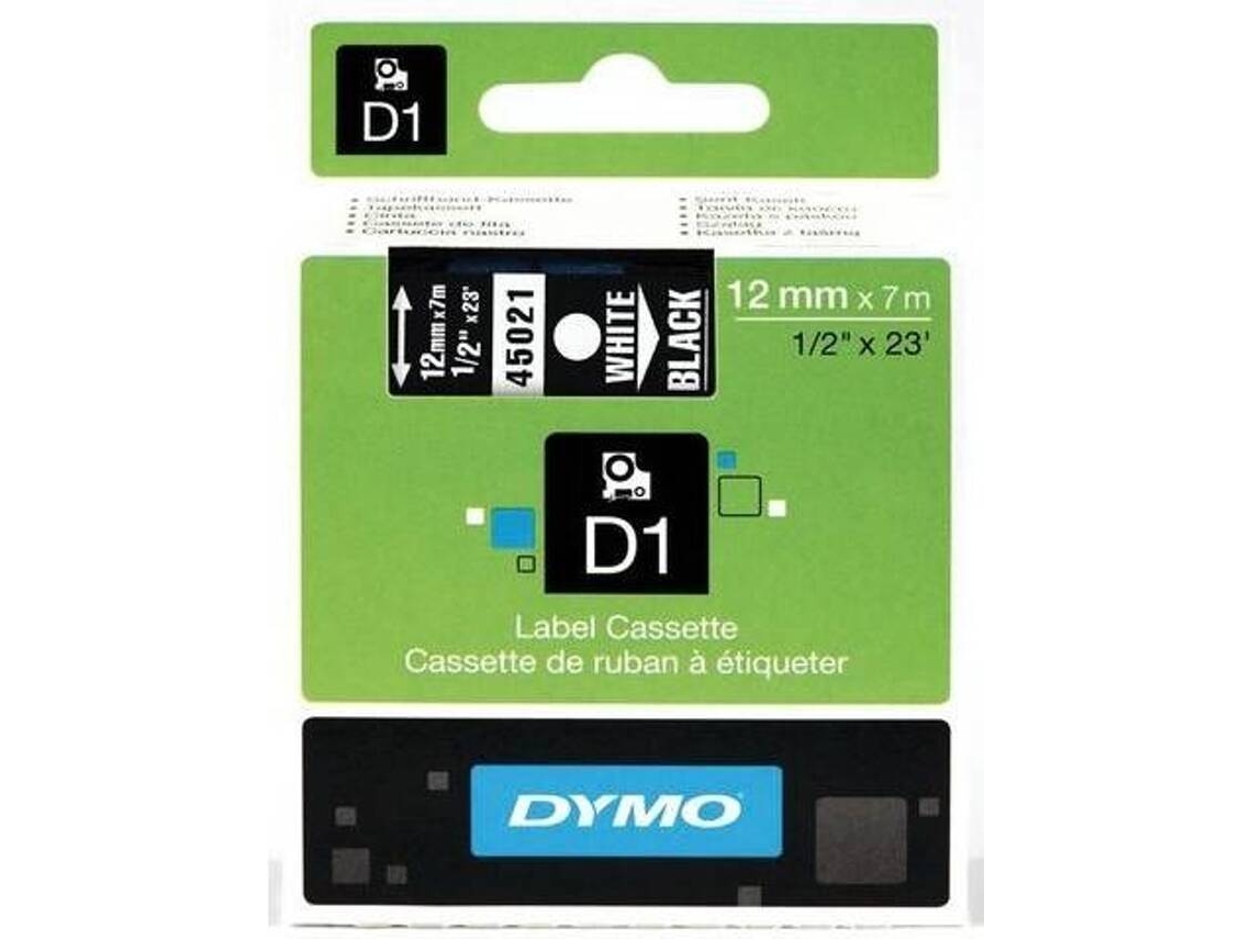 Fitas DYMO D1 12Mm Branco/Preto