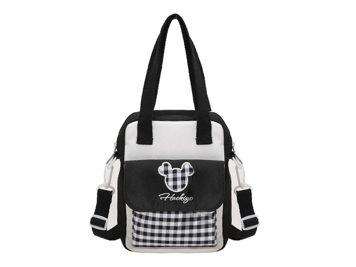 Bolsa Tiracolo Mori Plaid Girl Fofa, Bolsa De Ombro De Mão Para O Ensino Fundamental, Preta