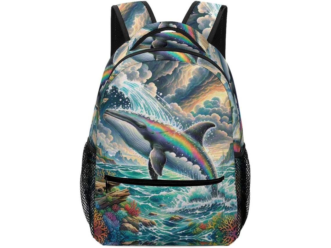 Mochila Infantil Com Estampa Floral De Baleia, Escolar Animais Marinhos, De Viagem Para Crianças, Educação