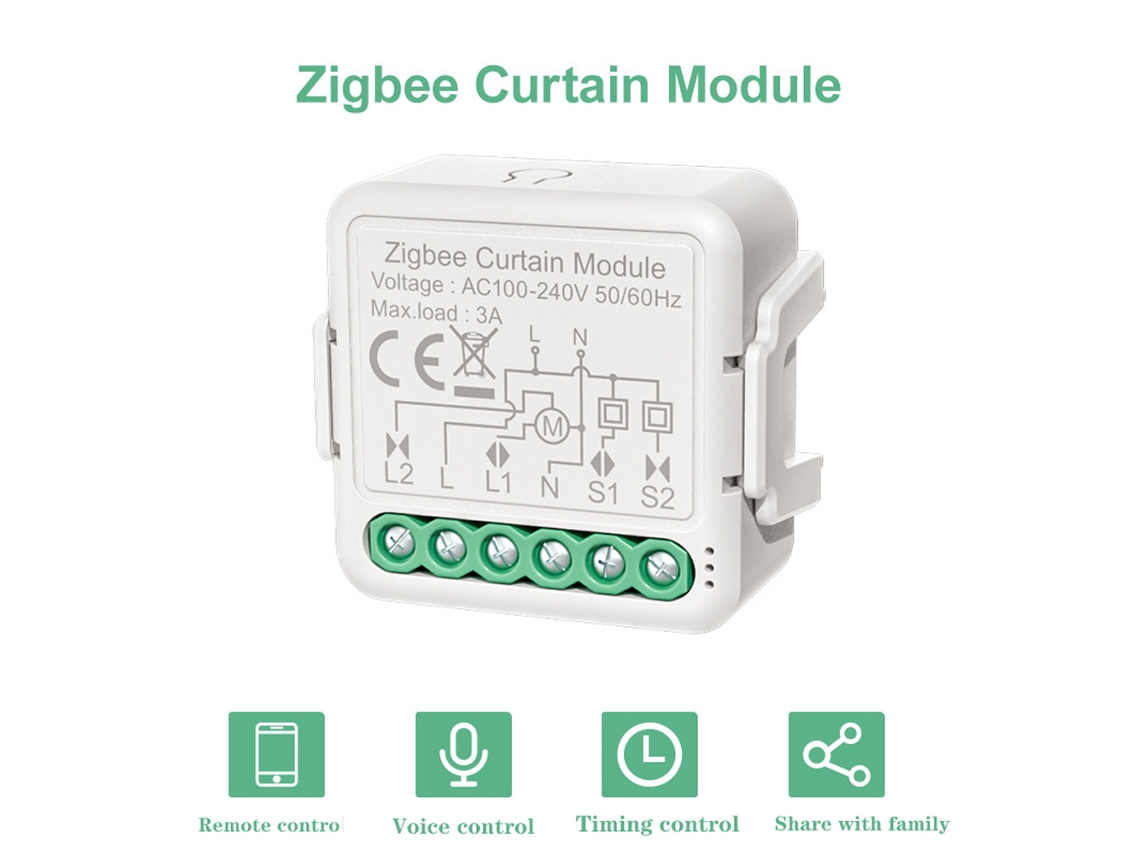 Módulo Interruptor Inteligente Cortina Tuya Zigbee Controle App | S/MARCA