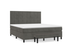 Cama com Molas e Colchão Veludo Cinzento Escuro MAISON EXCLUSIVE (160x200 cm)