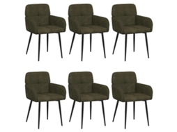 Conjunto 6 Cadeiras De Jantar Vidaxl Verde Camurça Sintética (59 X 56,5 X 85 Cm)
