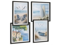 Composição De Quadros Motivos Da Natureza Boho Com Libélulas Espelharte (4 Peças)