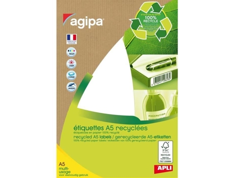 Estojo A5 Com 168 Etiquetas Multiuso Recicladas 56x34 Mm Branco Agipa (14f)