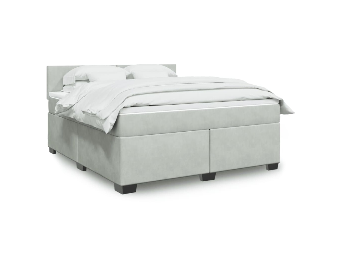 Vidaxl Cama Com Molas/colchão 180x200 Cm Veludo Cinzento-claro