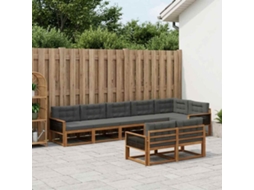 Vidaxl Conjunto De Sofás Para Exterior 8 Unid. Natural E Antracite