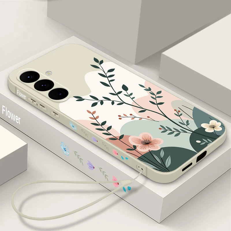 Capa Para Celular Galaxy S23 Com Estampa Floral (cordão Bege), Tpu Macio