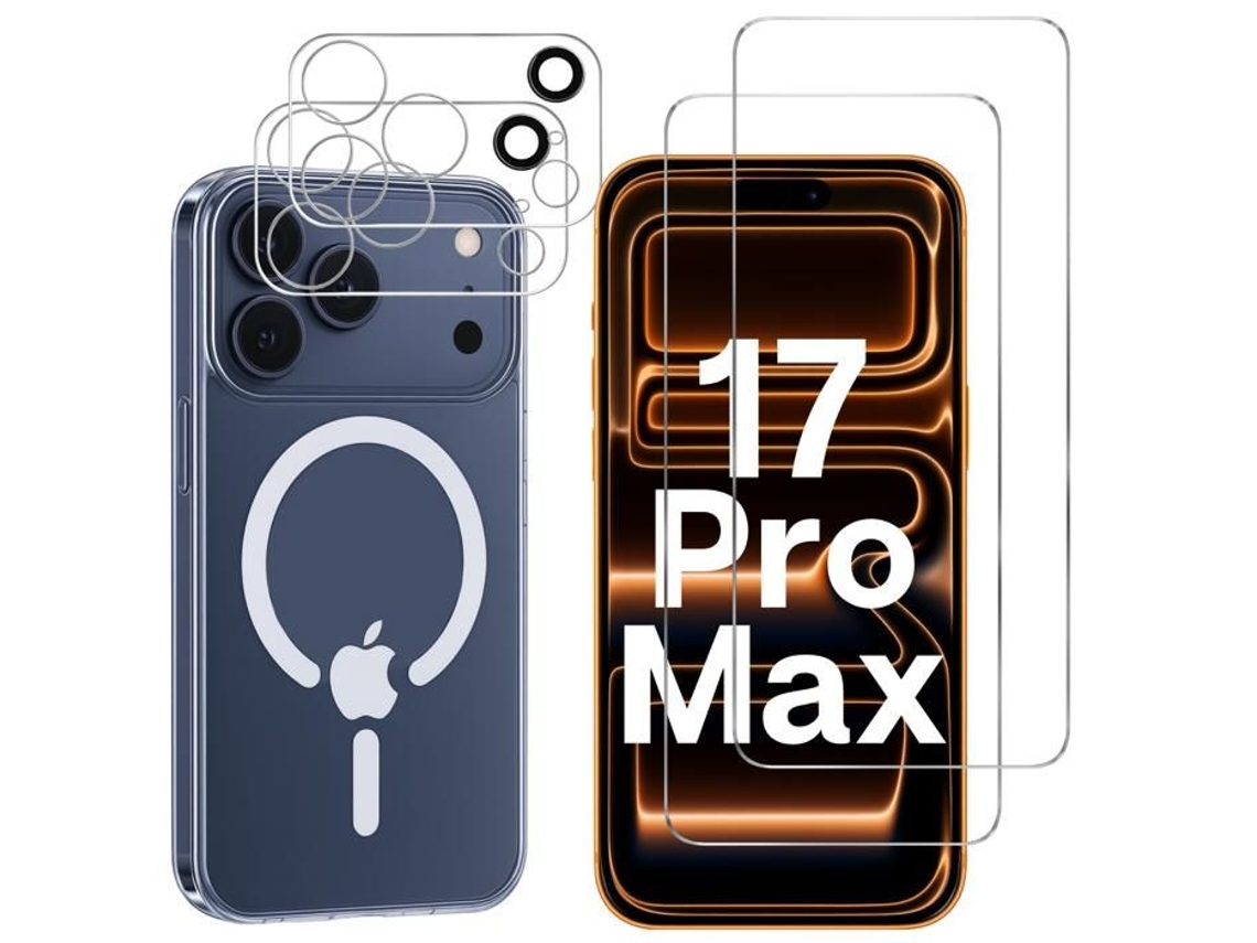 Capa Para Iphone 17 Pro Max Com 2 Películas De Vidro Temperado Para A Tela E 2 Para A Câmera - Círculo Magnético Phonillico® Integrado