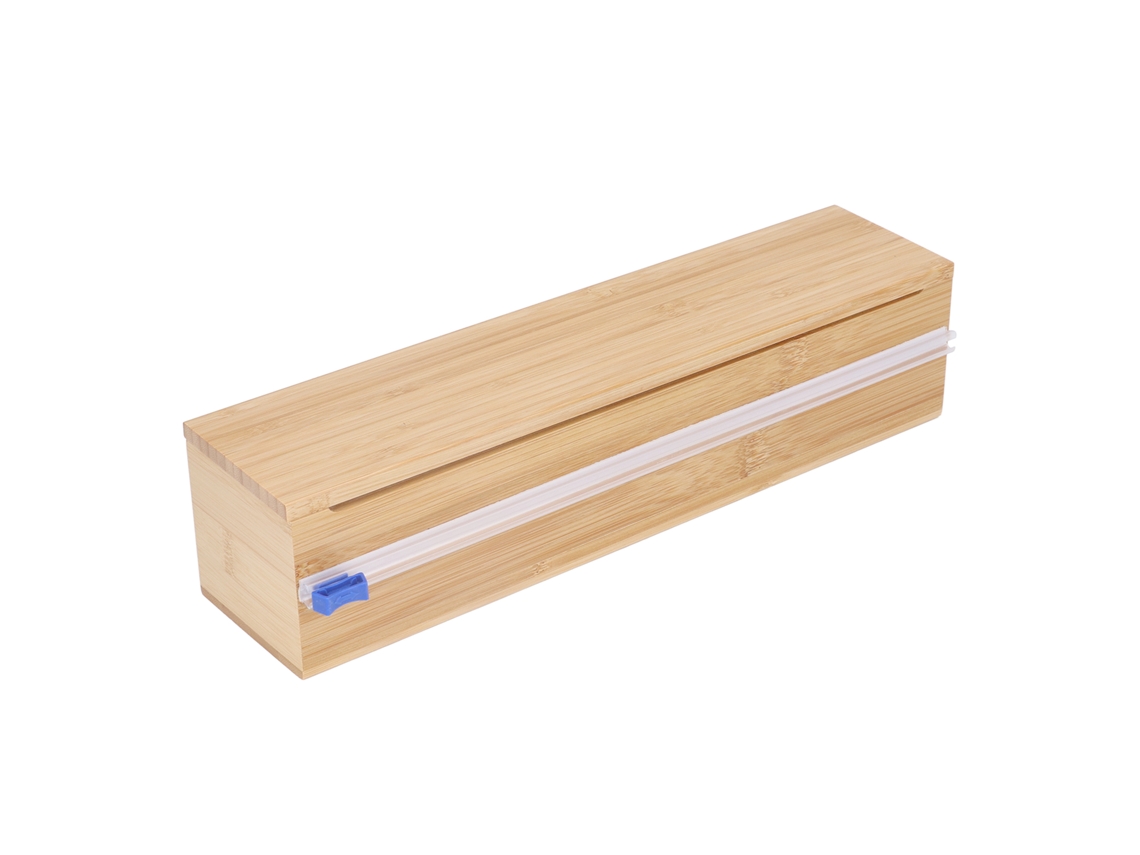 Dispensador De Filme Plástico Com 1 Compartimento E Cortador, Seguro Durável, Em Bambu, Para Papel Alumínio, Vegetal Folha Alumínio.