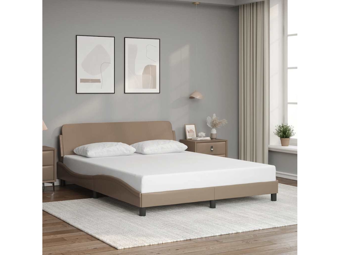 Vidaxl Estrutura De Cama Dover 160x200 Cm Couro Artificial Cappuccino