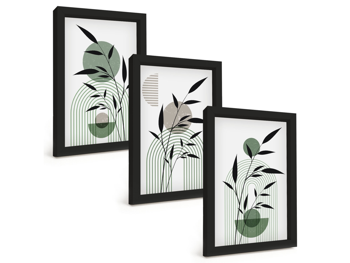 Composição De Quadros Composições De Plantas Em Estilo Boho Espelharte (3 Peças 20x30 Cm)