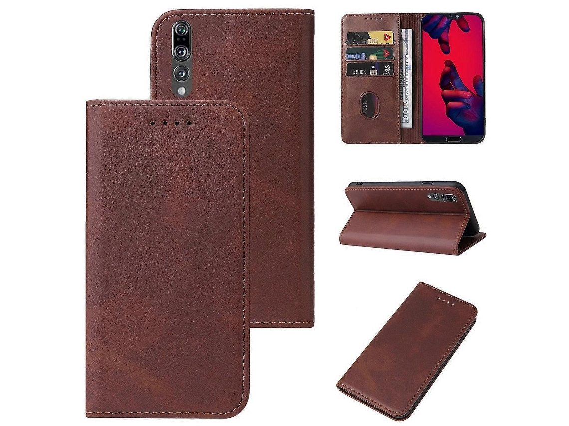 Capa De Couro Com Fecho Magnético Para Huawei P20