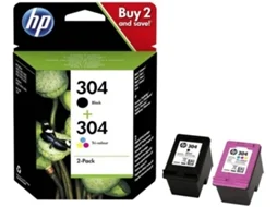 Pack 2 Tinteiros HP 304 Preto e tricolor