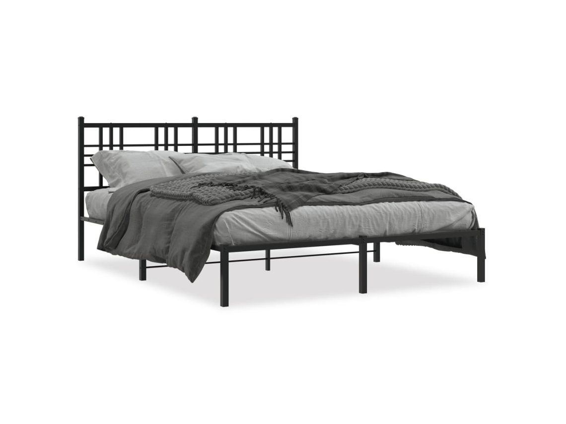 Bed Frame, Bed Frames Vidaxl Preto Aço (150 X 200 Cm)