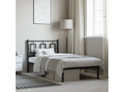 Vidaxl Estrutura de Cama com Cabeceira 90x200 Cm Metal Preto