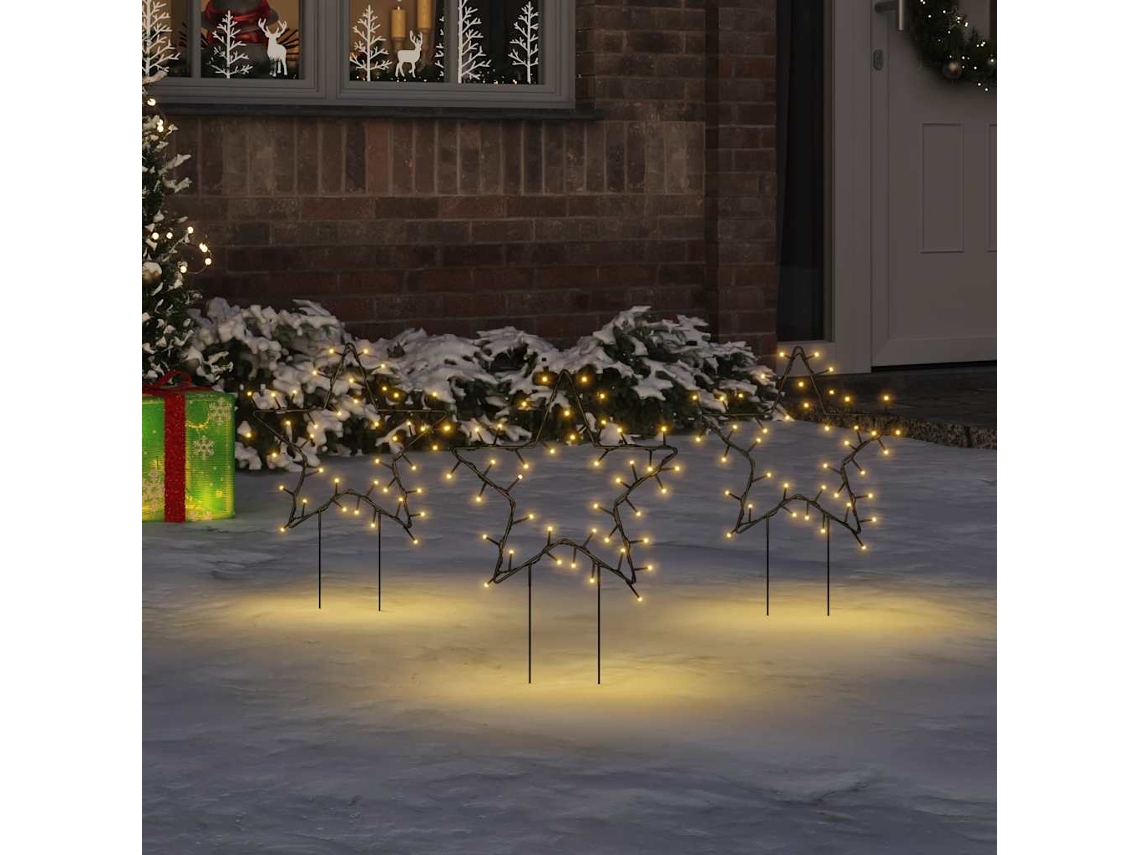Vidaxl Decoração Estrela De Natal C/ Luz E Estacas 3 Pcs 50 Leds 29 Cm