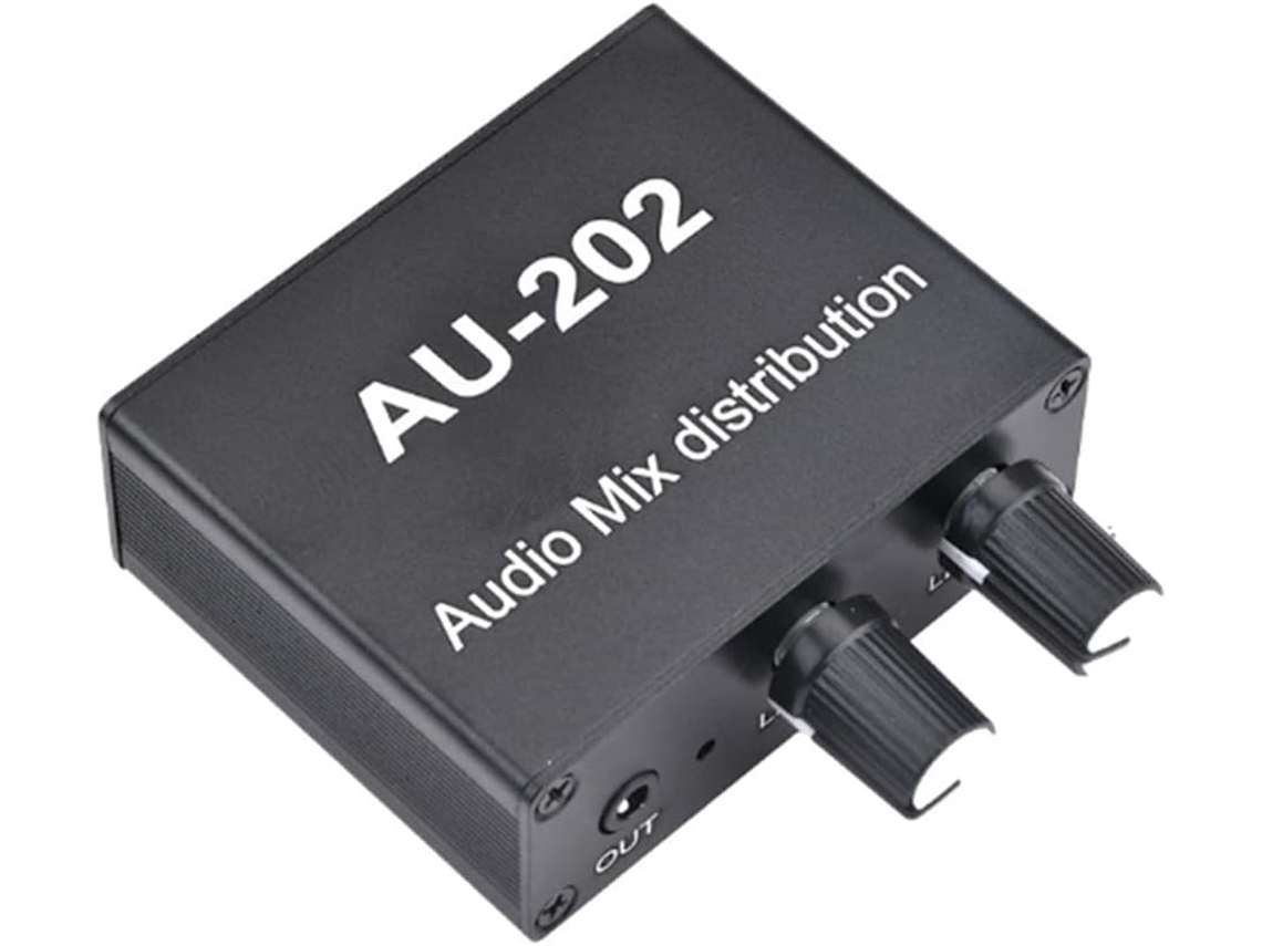 Mixer Estéreo Au 202 com 2 Entradas e Saídas, Distribuidor de Áudio para Amplificador de Fones de Ouvido. SFUSHOS