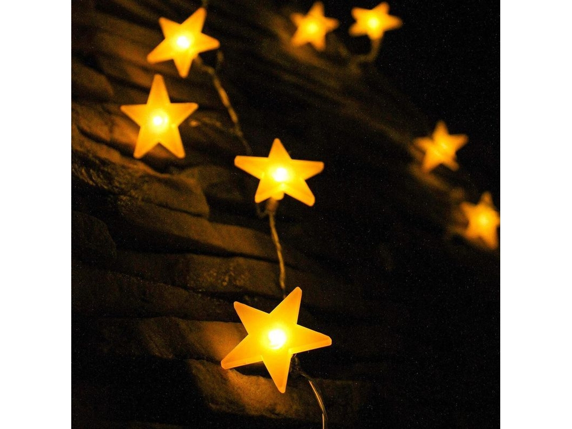 luzes de Estrela com 40 Leds, Bateria, Branco Quente, À Prova D'água, 6 Metros, Interior e Exterior S/MARCA