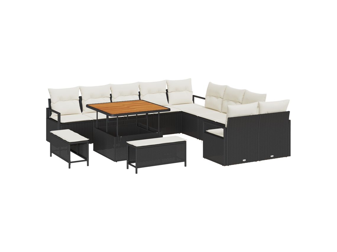 Conjunto 13 Conjunto De Sofá De Jardim Vidaxl Preto Vime Pe (285 X 289 X 85 Cm)