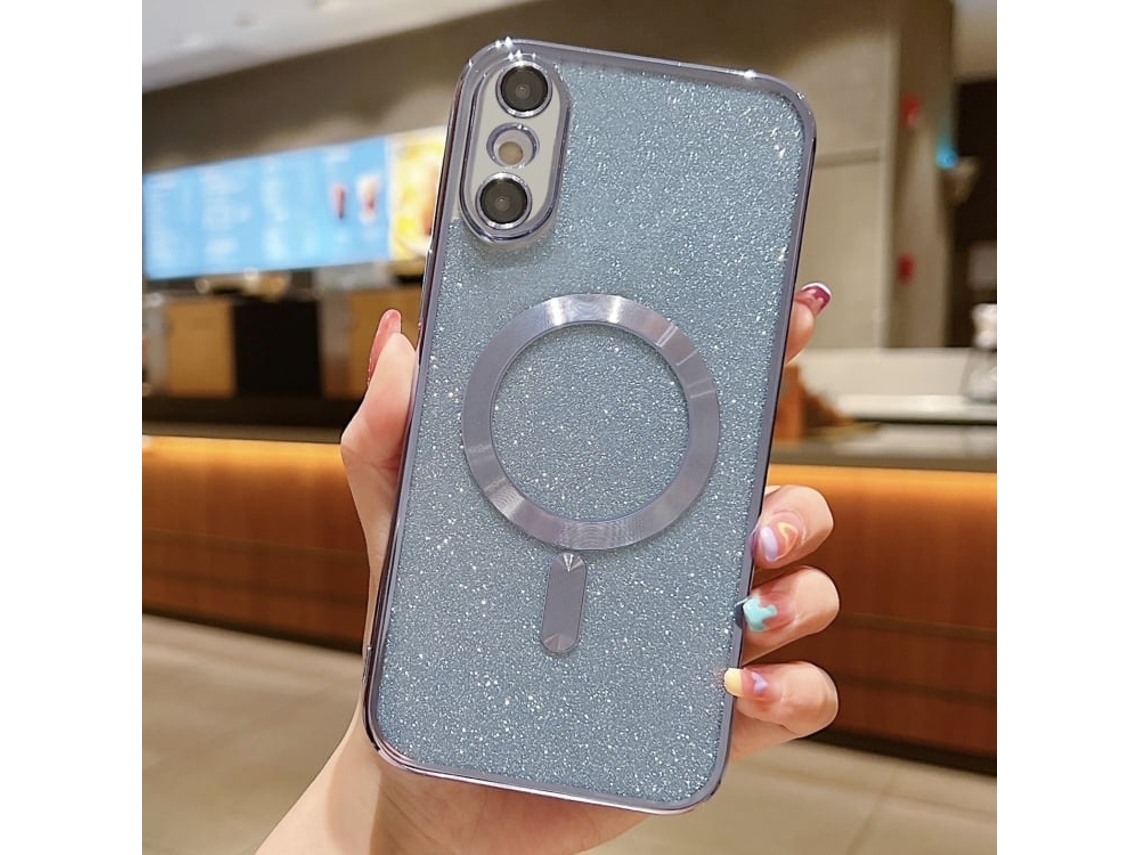 Capa De Tpu Para Iphone X - Glitter - Acabamento Eletroplástico - Magsafe