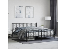 Estrutura De Cama Com Cabeceira E Pés 183x213 Cm Metal Preto