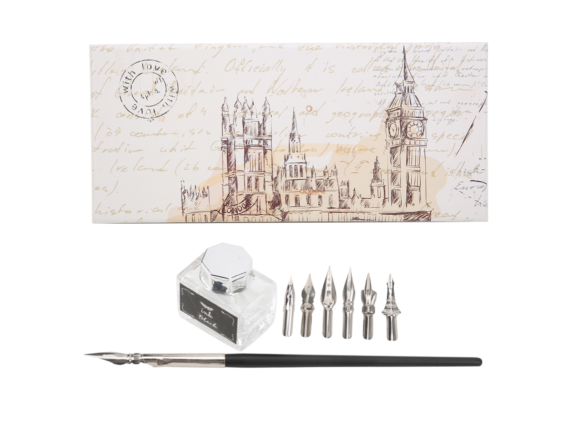 Set De Pluma De Caligrafía Retro Con Flor, Pluma De Inmersión Duradera Antideslizante, Regalo Para Maestros, Mayores Y Amantes (plata)