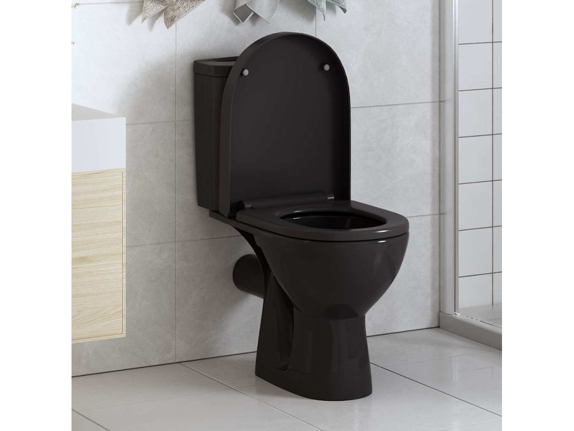 Vidaxl Tampo De Sanita Fecho Suave Com Design Remoção Rápida Preto