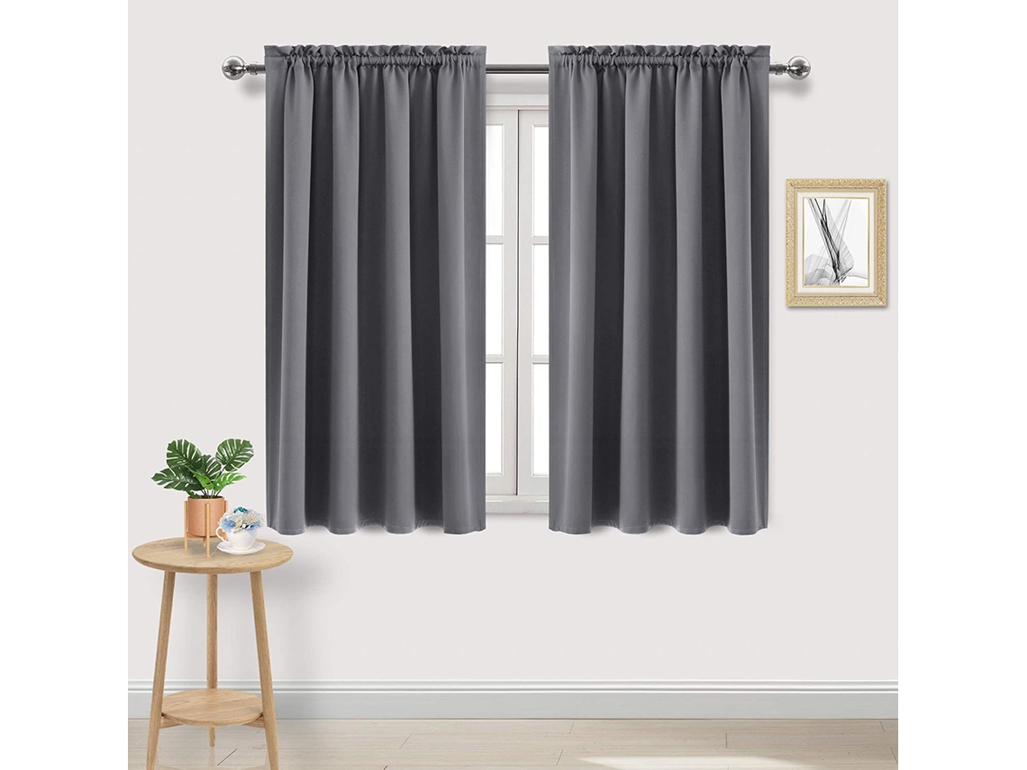 Cortinas Blackout Para Quarto - Cortinas Térmicas Com Bolso Para Vara, Para Sala De Estar E Cozinha, Com Economia De Energia, 2 Painéis, Cinza