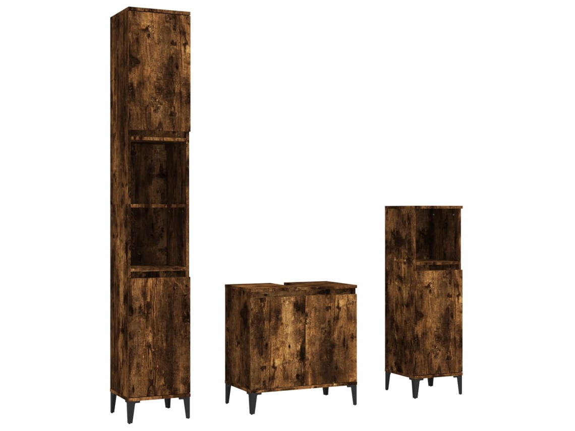 Bathroom Furniture Set, Bathroom Furniture Sets Vidaxl Marrom Madeira Processada (n/a)