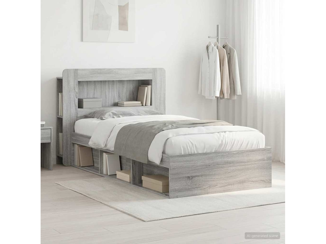 Vidaxl Estrutura de Cama com Armazenamento Sonoma Cinzento