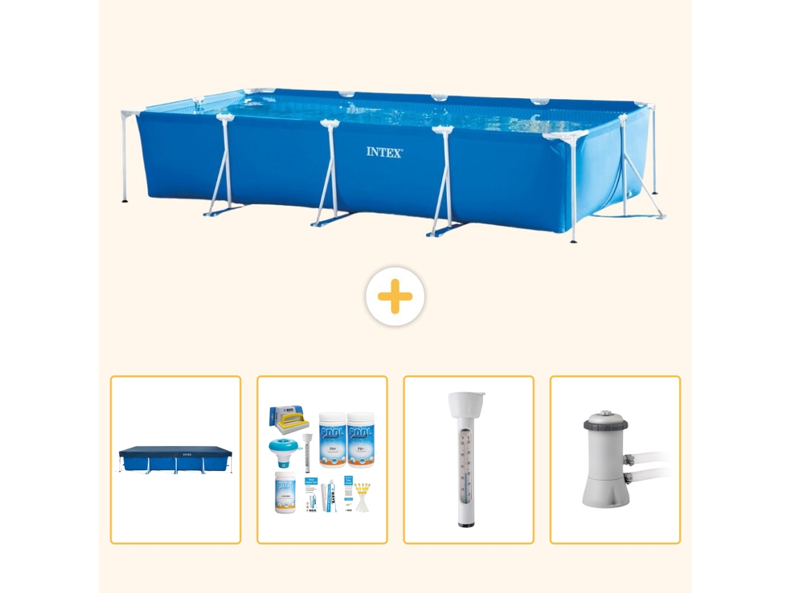 Intex Piscina Com Estrutura Retangular - 450x220x84 Cm - 5-peças S52