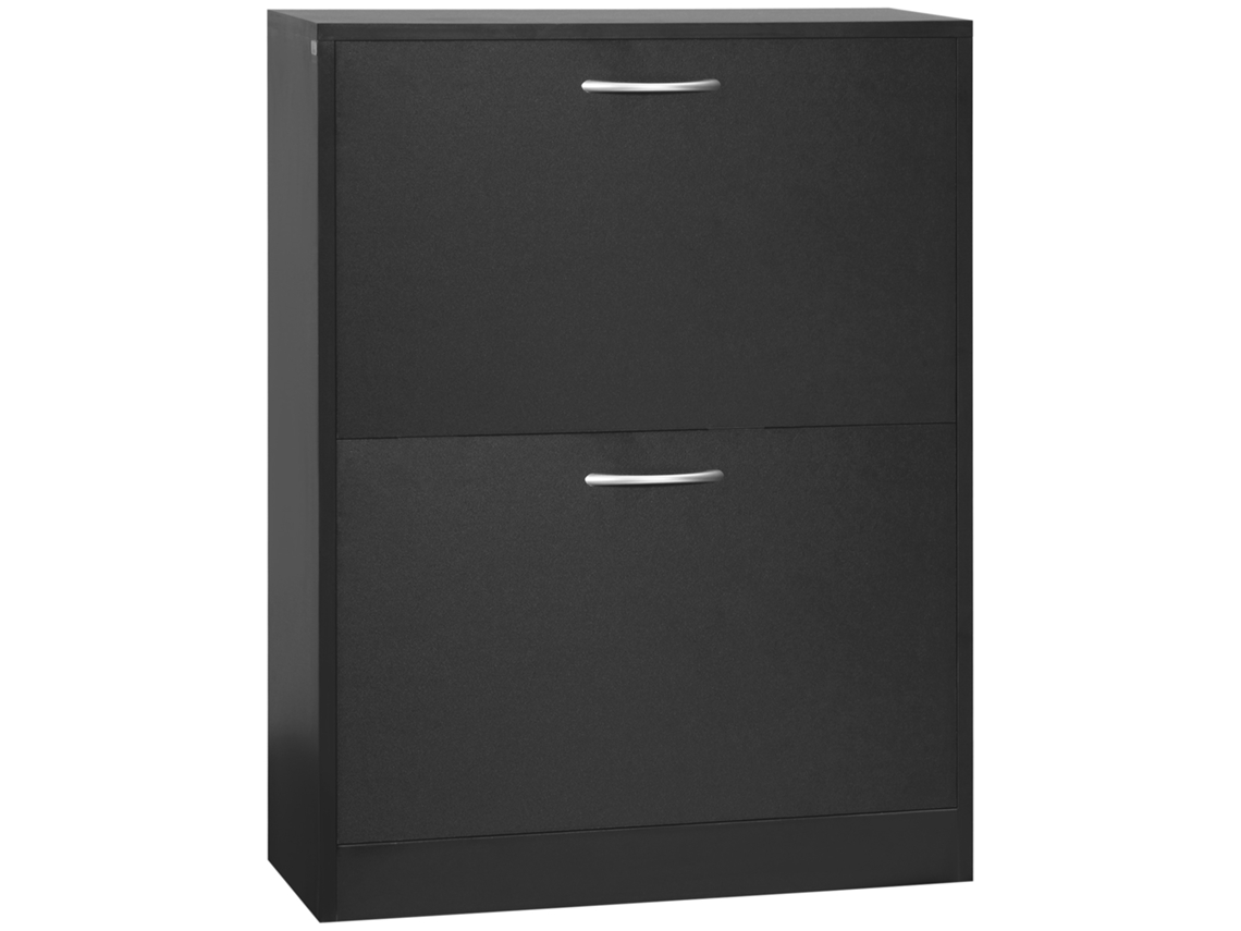 Sapateira com 2 compartimentos basculantes, design compacto, 60x24x80cm, preta CHEZMOI