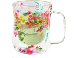 Xícaras De Vidro Com Parede Dupla E Flores Secas.