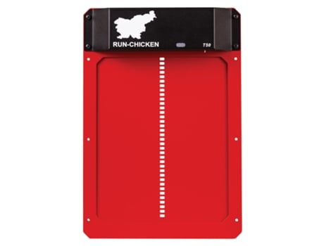 Porta T50 Da RUN-CHICKEN Vermelha: Sistema Automático de Abertura de Portas de Galinheiros com Temporizador