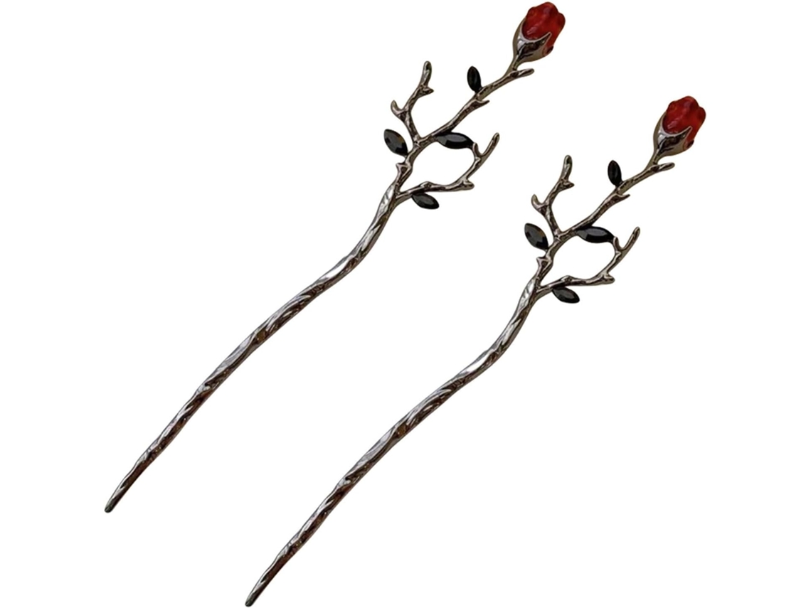 Grampos De Cabelo Em Formato De Rosa, Conjunto Com 2 Unidades, Em Liga Metálica, Design Retrô Elegante.