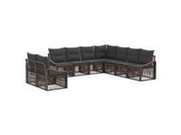 Vidaxl Conjunto De Sofá De Jardim 9 Pcs Cinzento Vime Pe