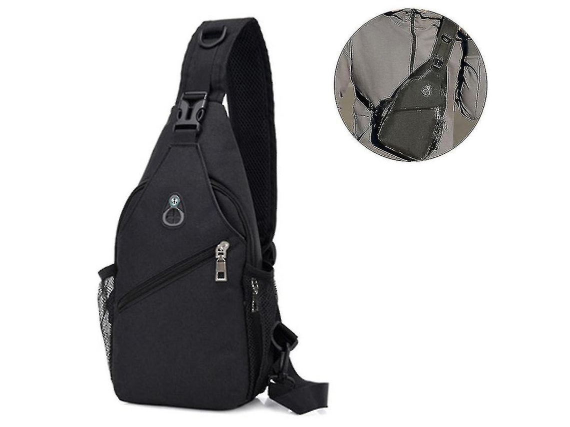 Mochila Bandolera, Bolsa de Peito Cruzada com Usb e Espaço Multifuncional | S/MARCA