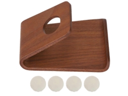 Suporte De Mesa Portátil Para Celular Samdi Em Madeira Com 4 Almofadas Antiderrapantes, Cor Nogueira Preta.