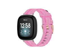 Pulseira De Relógio Lurelia Para Fitbit Versa 3 Nylon Rosa