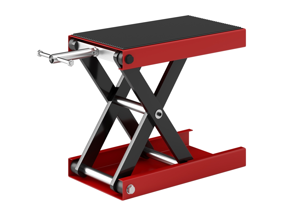 Elevador Ajustável Motocicleta Off-road E Motocross Com Altura De 10-37cm, Estrutura Em Aço Com Carga Máxima De 500kg, Cores Vermelho E Preto