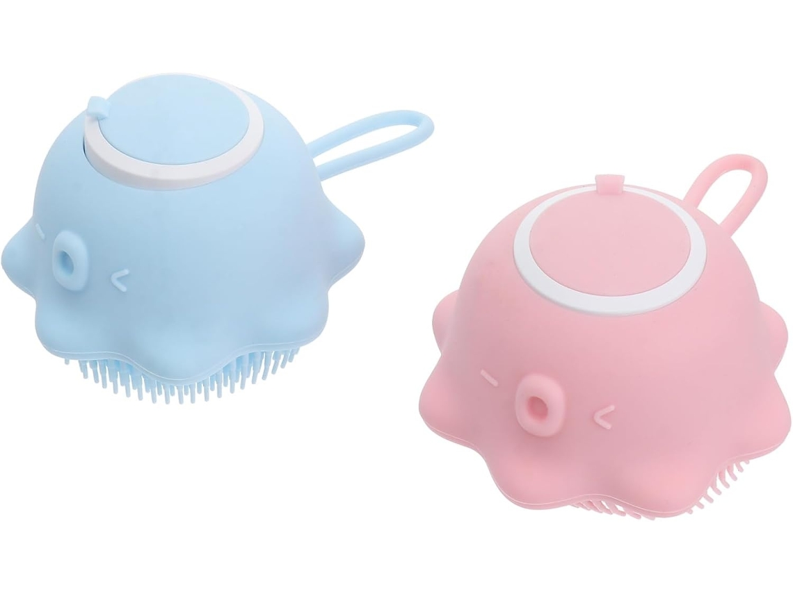 Lurelia Kit De 2 Escovas De Banho Para Bebé De Cuidado Corporal, Com Argola, Massagem Suave E Cor Rosa E Azul