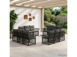 Vidaxl Conjunto De Sofás Para Exterior 12 Unid. Preto E Cinza Escuro