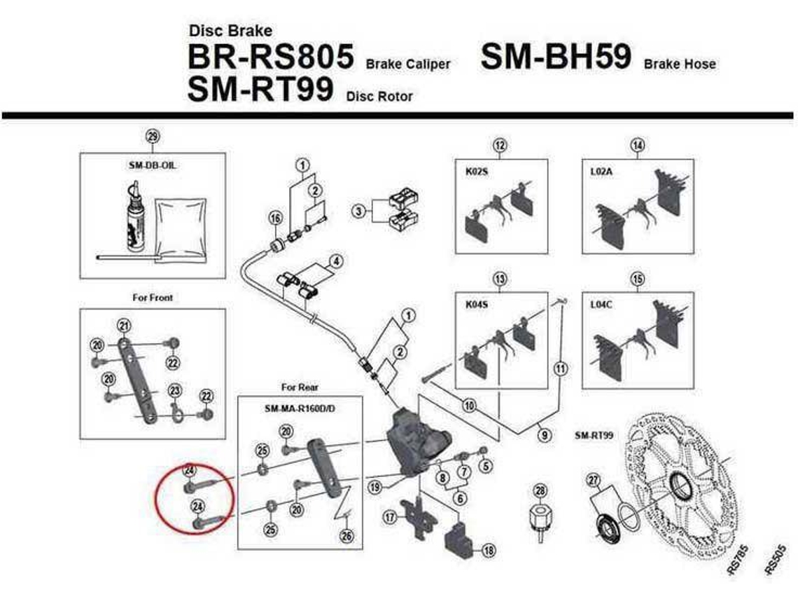 Reparador de Bicicleta SHIMANO Rs505 C Caliper Fixing Bolt