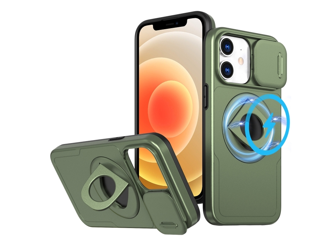 Capa Zruxe Compativel Com Iphone 12 (camshield - Magsafe - Ring Holder - Armor - Verde Oliva)