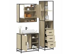 Vidaxl 3 Pcs Conj. Móveis Casa Banho Derivados Madeira Carvalho Sonoma