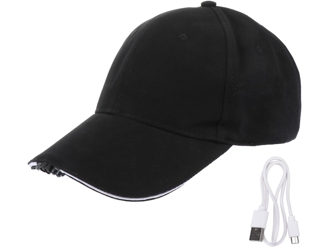 Boné Com Viseira Ajustável E Luzes Led Em Algodão Preto, Chapéu Clássico E Versátil Para