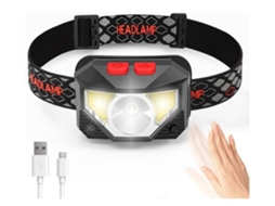 Farol Recarregável Yunzii Wjt525 Led Brilhante 800lm Vermelho Branco Sensores Movimento Ipx4 Preto