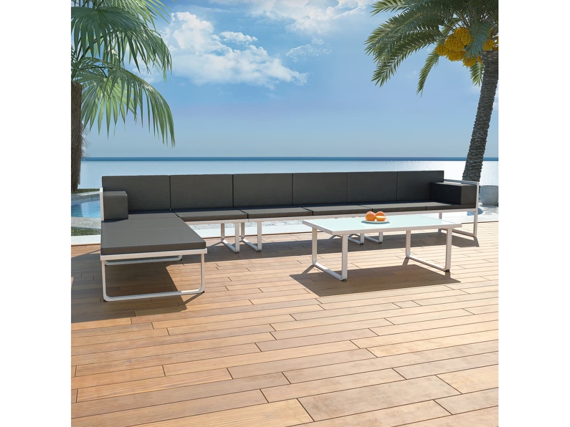 Vidaxl 5 Pcs Conjunto Lounge Para Jardim Textilene E Alumínio Preto