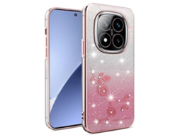 Capa Kadem Para Xiaomi Redmi Note 14 Pro 5g Com Estampa De Flor Em Tpu Flexível E Gradiente, Cor Ouro Rosa